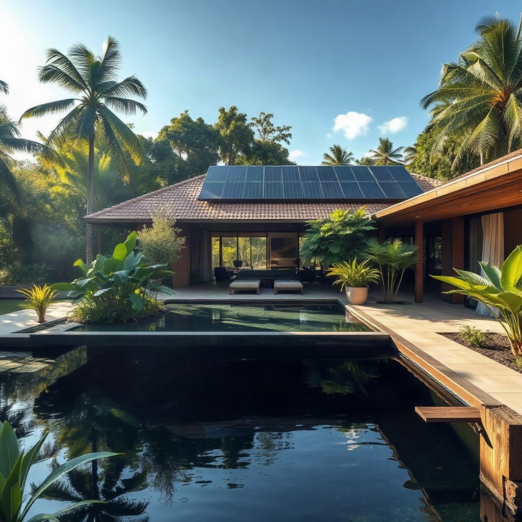 Sustainable villa concept in a tropical forest